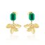 Pendientes de acero flor con cristal verde